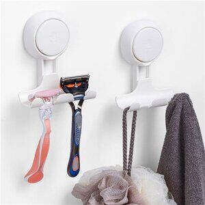 Shower Razor Holder Suction Cup Hooks Bathroom No Drill Reusable Wall Hook 2PacK